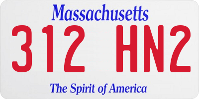 MA license plate 312HN2