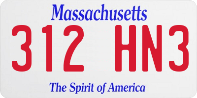MA license plate 312HN3