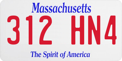 MA license plate 312HN4