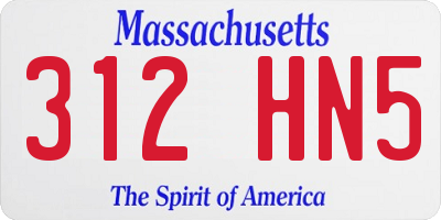 MA license plate 312HN5