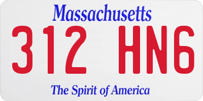 MA license plate 312HN6