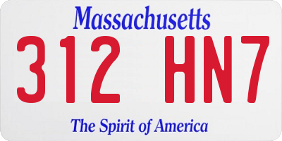 MA license plate 312HN7