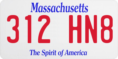 MA license plate 312HN8