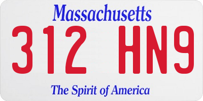 MA license plate 312HN9