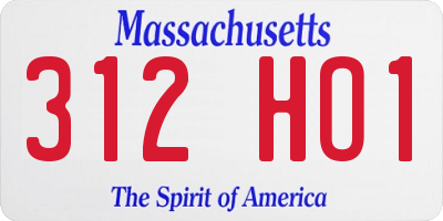 MA license plate 312HO1