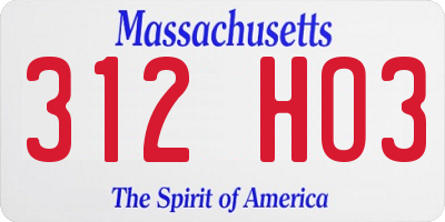 MA license plate 312HO3