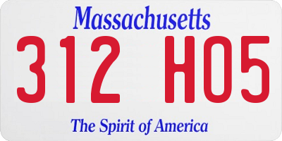 MA license plate 312HO5