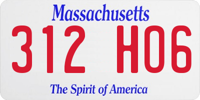 MA license plate 312HO6