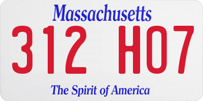 MA license plate 312HO7