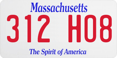 MA license plate 312HO8