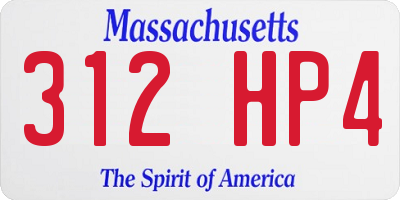 MA license plate 312HP4