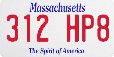 MA license plate 312HP8