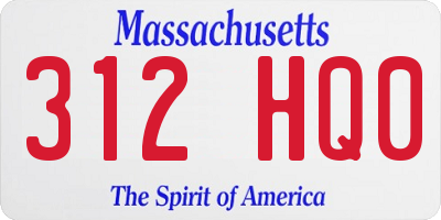 MA license plate 312HQ0