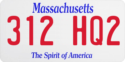 MA license plate 312HQ2