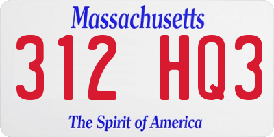 MA license plate 312HQ3