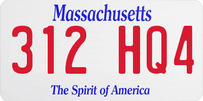 MA license plate 312HQ4