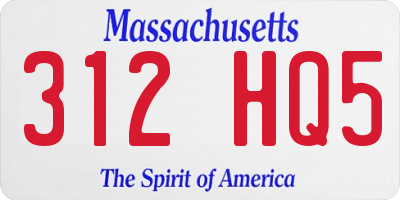 MA license plate 312HQ5