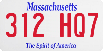 MA license plate 312HQ7