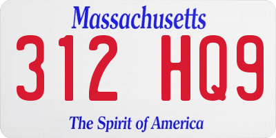 MA license plate 312HQ9