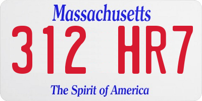 MA license plate 312HR7