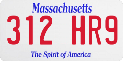 MA license plate 312HR9