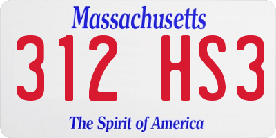 MA license plate 312HS3