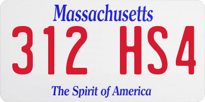 MA license plate 312HS4