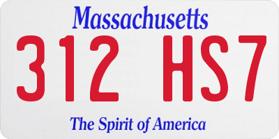 MA license plate 312HS7