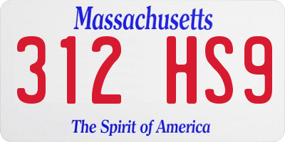 MA license plate 312HS9