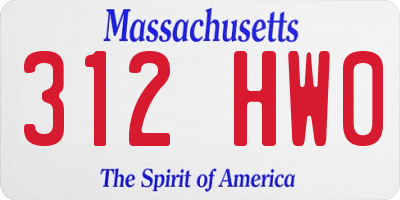 MA license plate 312HW0