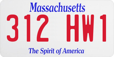MA license plate 312HW1