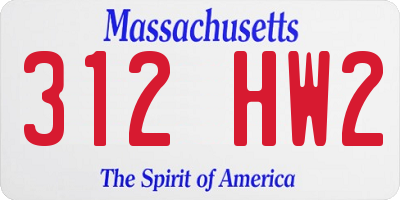 MA license plate 312HW2