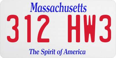 MA license plate 312HW3
