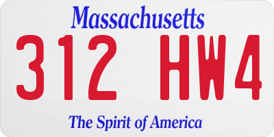 MA license plate 312HW4