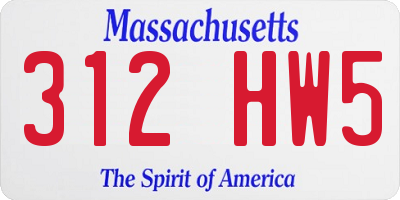 MA license plate 312HW5