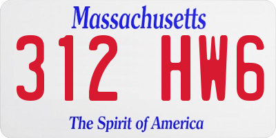 MA license plate 312HW6