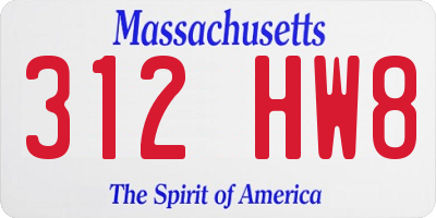 MA license plate 312HW8