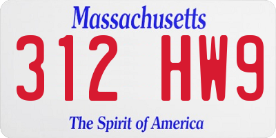 MA license plate 312HW9