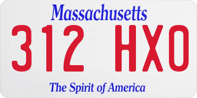 MA license plate 312HX0