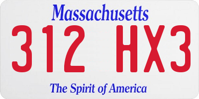 MA license plate 312HX3