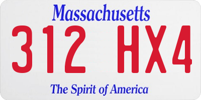 MA license plate 312HX4