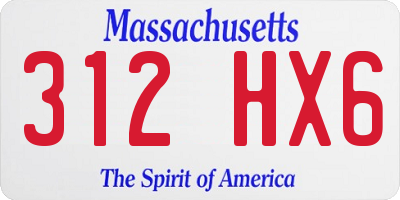 MA license plate 312HX6