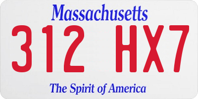MA license plate 312HX7