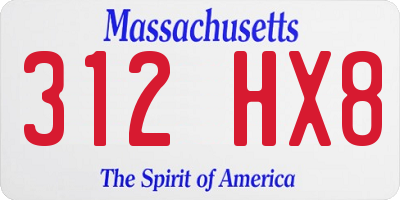 MA license plate 312HX8