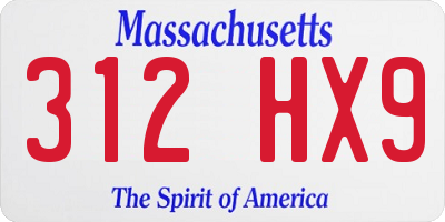 MA license plate 312HX9