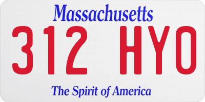 MA license plate 312HY0