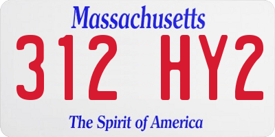 MA license plate 312HY2