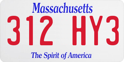 MA license plate 312HY3