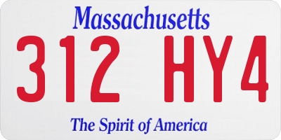 MA license plate 312HY4