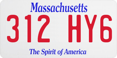 MA license plate 312HY6